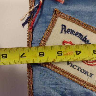 Sale Photo Thumbnail #165: Antique WWI Silk Forget Me Not Sweetheart Handkerchief Pouches