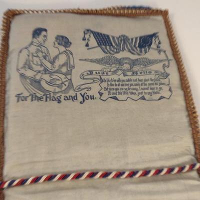 Sale Photo Thumbnail #163: Antique WWI Silk Forget Me Not Sweetheart Handkerchief Pouches