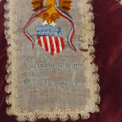 Sale Photo Thumbnail #153: Antique WWI Silk Forget Me Not Sweetheart Handkerchief Pouches