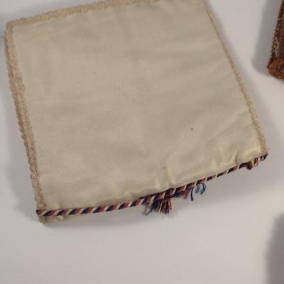 Sale Photo Thumbnail #160: Antique WWI Silk Forget Me Not Sweetheart Handkerchief Pouches