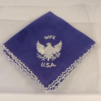 Sale Photo Thumbnail #167: Antique WWII Era Embroidered Sweetheart Handkerchief