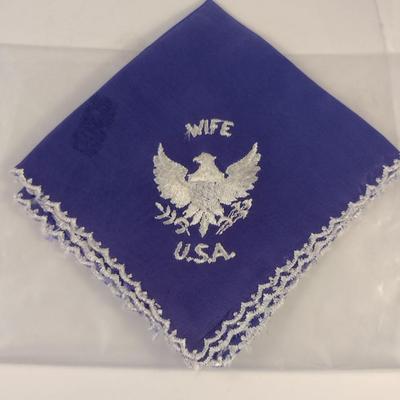 Sale Photo Thumbnail #168: Antique WWII Era Embroidered Sweetheart Handkerchief