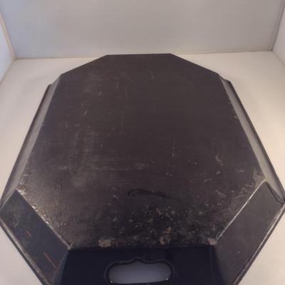 Sale Photo Thumbnail #181: Antique Tin Serving Tray by North Tinsmiths of Fly Creek, NY - Circa 1830- Approx 20" x 14 1/4".  Item has wear to finish- please see all pictures for condition.