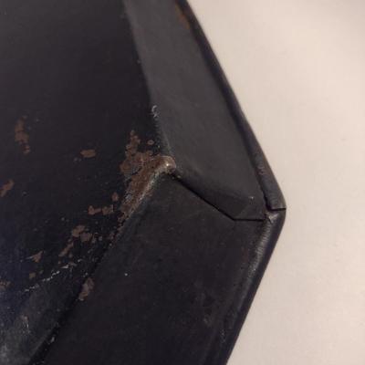 Sale Photo Thumbnail #182: Antique Tin Serving Tray by North Tinsmiths of Fly Creek, NY - Circa 1830- Approx 20" x 14 1/4".  Item has wear to finish- please see all pictures for condition.