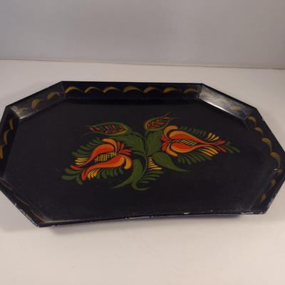 Sale Photo Thumbnail #191: Vintage Pair of Hand Painted Metal Serving Trays
