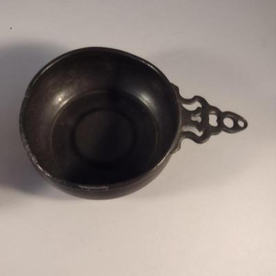 Sale Photo Thumbnail #196: Rare Antique HMS Lion WW1 Royal Navy Pewter Bowl and Unmarked Porringer