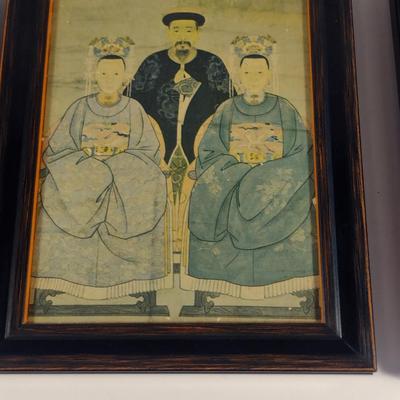 Sale Photo Thumbnail #216: Collection of Framed Chinese Ancestor Portraits- Set of Three- Approx 6 3/4" x 4 3/4"