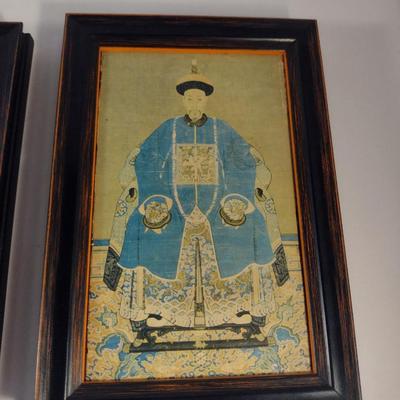 Sale Photo Thumbnail #214: Collection of Framed Chinese Ancestor Portraits- Set of Three- Approx 6 3/4" x 4 3/4"