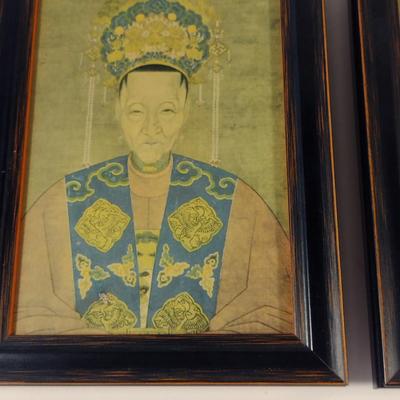 Sale Photo Thumbnail #217: Collection of Framed Chinese Ancestor Portraits- Set of Three- Approx 6 3/4" x 4 3/4"