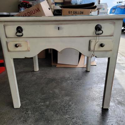 Weathered White Glass Top Display Table