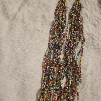 Vintage 80s GLASS BEAD NECKLACE CHICO’S ROPE CHOKER BRASS CUFF BRACELET WOOD BRACELET