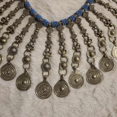 KUCHI AFGHAN STYLE TRIBAL NECKLACE VINTAGE 80s