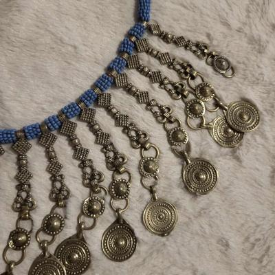 KUCHI AFGHAN STYLE TRIBAL NECKLACE VINTAGE 80s