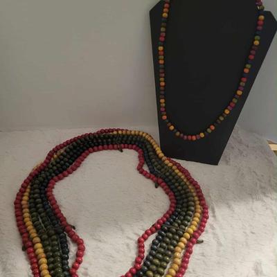 Multi wood bead, necklace, single wood necklace