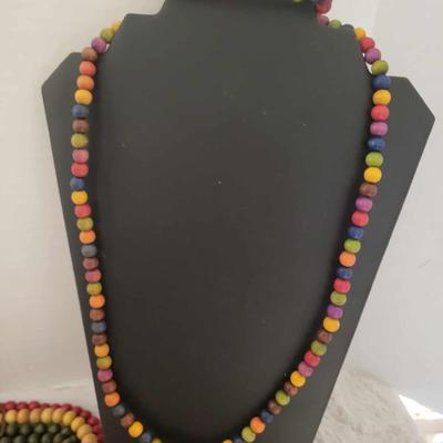 Multi wood bead, necklace, single wood necklace