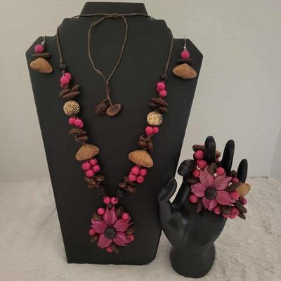 Primitive style necklace, Earrings, Bracelet set