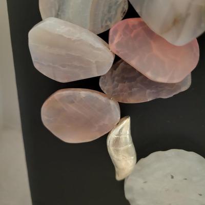 Polished stone and glass necklace