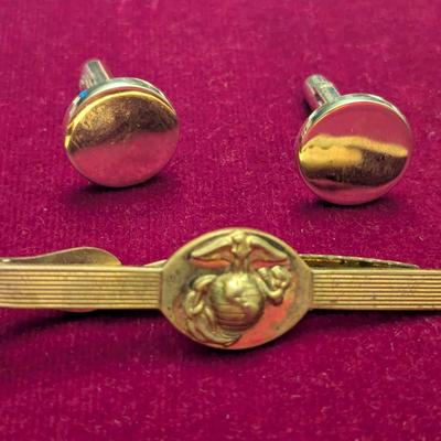 Sale Photo Thumbnail #2655: USMC Tie Clasp & Cuff Links #13
