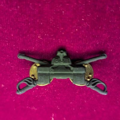 Sale Photo Thumbnail #2709: Army Artillery Pin - Officer Armored Cavalry Badge - Quartermaster Black Subdued Collar Insignia #22