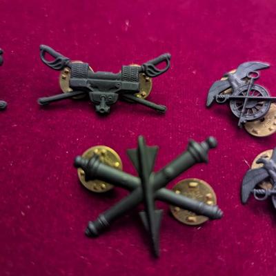 Sale Photo Thumbnail #2705: Army Artillery Pin - Officer Armored Cavalry Badge - Quartermaster Black Subdued Collar Insignia #22