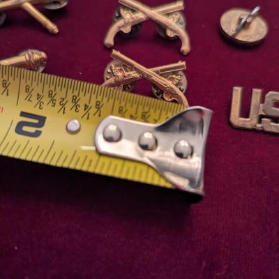 Sale Photo Thumbnail #2717: US Army Artillery Officer Collar Pin HIlborn Hamberger Set - Military Police Lapel Pin Set