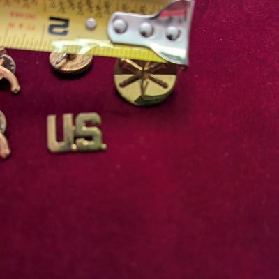 Sale Photo Thumbnail #2718: US Army Artillery Officer Collar Pin HIlborn Hamberger Set - Military Police Lapel Pin Set