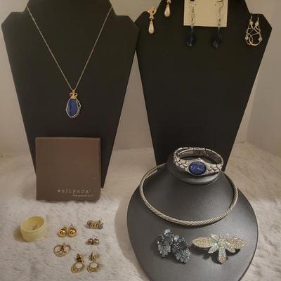 Silpada 14k Gold failed necklace, Fossil watch, Barette, Earrings