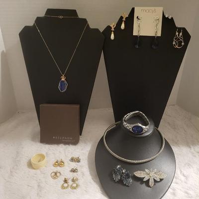 Silpada 14k Gold failed necklace, Fossil watch, Barette, Earrings