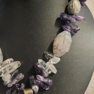 Sterling Amethyst and moon stone necklace pendant by itself is 26 g