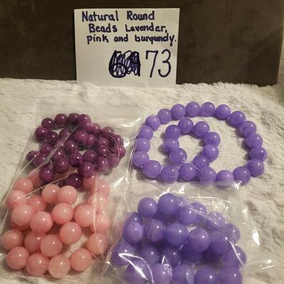 Natural round beads, lavender, pink, and burgundy