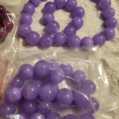 Natural round beads, lavender, pink, and burgundy