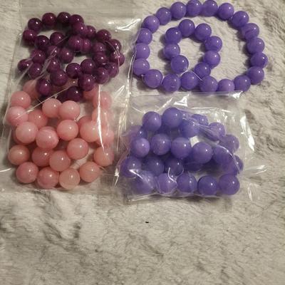 Natural round beads, lavender, pink, and burgundy