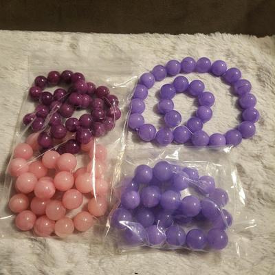 Natural round beads, lavender, pink, and burgundy