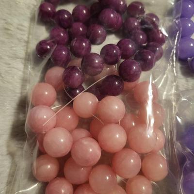 Natural round beads, lavender, pink, and burgundy