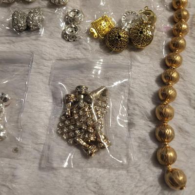 Beads and findings, silver, and gold tone