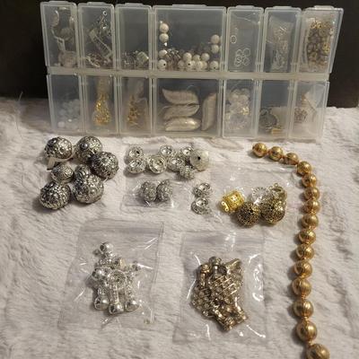 Beads and findings, silver, and gold tone