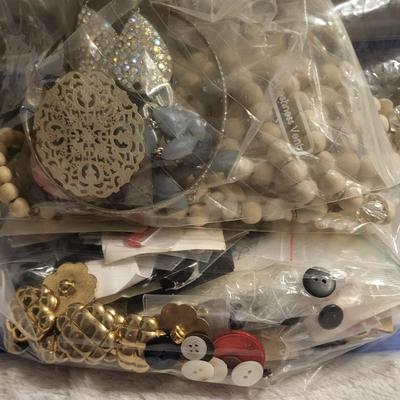 Buttons and broken craft jewelry