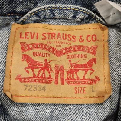 Vintage Levi's Jacket Mens Large Blue Type 3 Light Wash Western 90s Denim