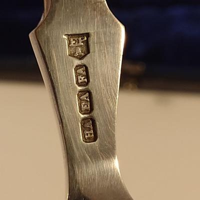 Sale Photo Thumbnail #232: Antique Fish Serving Set with Storage Case- Electroplated with Etched Botanical Design