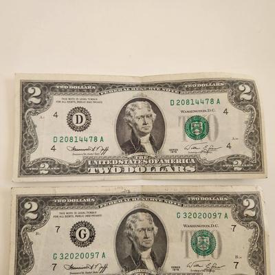 Four $2 Federal Reserve Notes