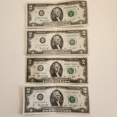 Four $2 Federal Reserve Notes