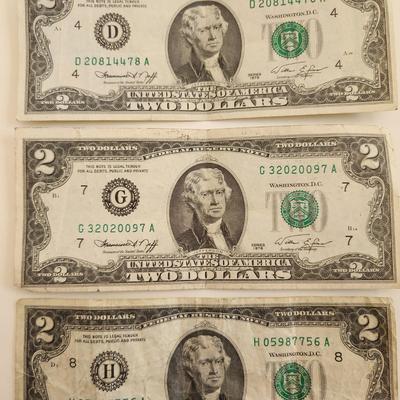 Four $2 Federal Reserve Notes
