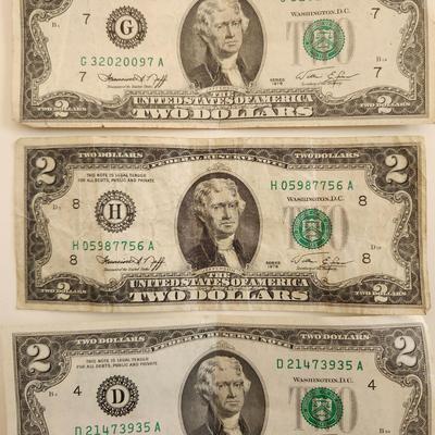 Four $2 Federal Reserve Notes
