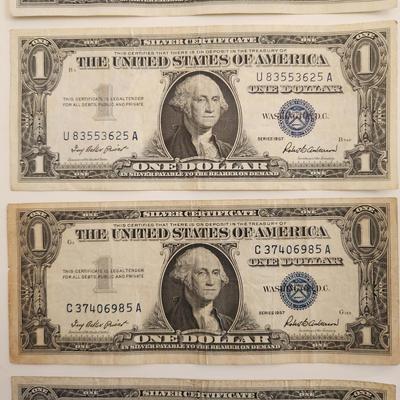 Four $1 Silver Certificate Notes