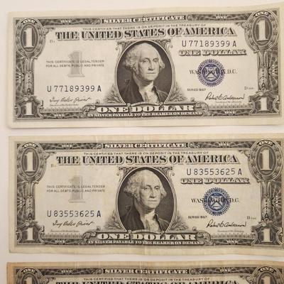 Four $1 Silver Certificate Notes