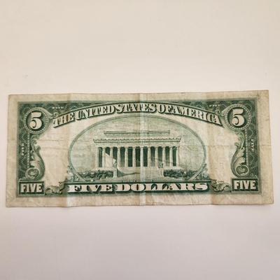 One $5 Federal Reserve Note - Lot B