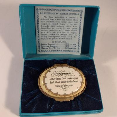 Sale Photo Thumbnail #243: Bilston & Battersea Enameled Box 'Happiness'- With Original Box and COO