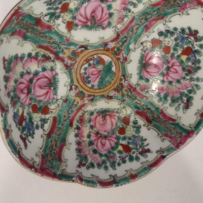 Sale Photo Thumbnail #260: Antique 'Rose Medallion' Chinese Porcelain Bowl- Approx 6 3/8" in Diameter.  Stamp on bottom- please see all pictures.