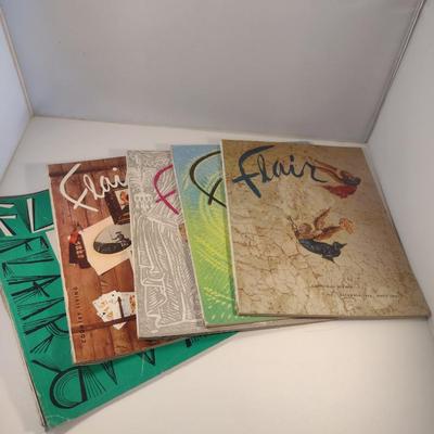 Sale Photo Thumbnail #275: Vintage Flair Magazine- Five Issues- Sept 1950 to Jan 1951.  Four issues in good condition, one is heavily worn.