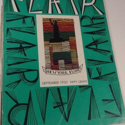 Sale Photo Thumbnail #291: Vintage Flair Magazine- Five Issues- Sept 1950 to Jan 1951.  Four issues in good condition, one is heavily worn.